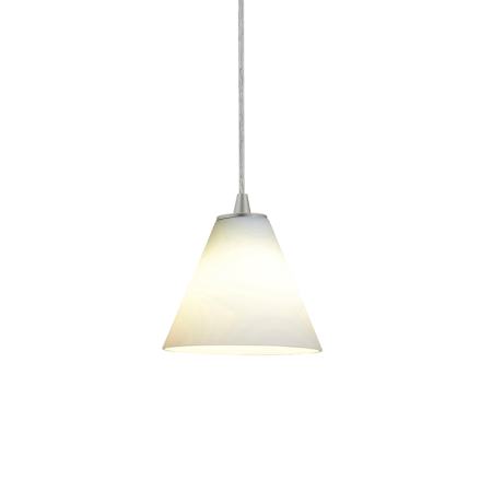 Access Lighting Martini 1 Light LED Pendant - 7" Wide with White Glass Shade Brushed Steel