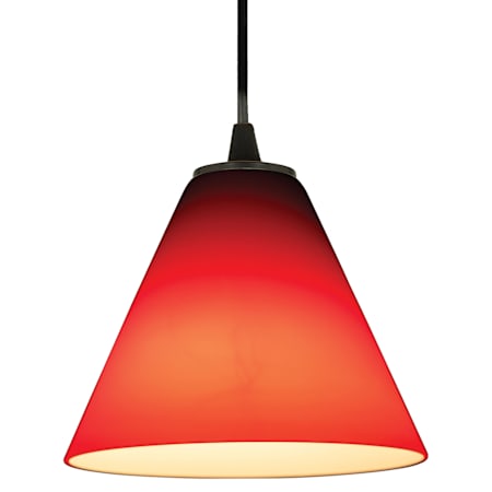 Access Lighting Martini 1 Light LED Pendant - 7" Wide with Red Glass Shade Oil Rubbed Bronze