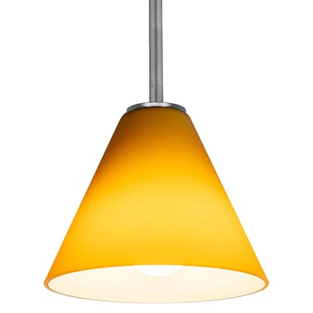 Access Lighting Martini 1 Light LED Pendant - 7" Wide with Amber Glass Shade Brushed Steel