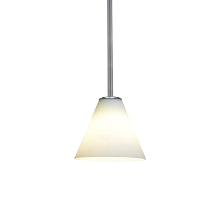 Access Lighting Martini 1 Light LED Pendant - 7" Wide with White Glass Shade Brushed Steel
