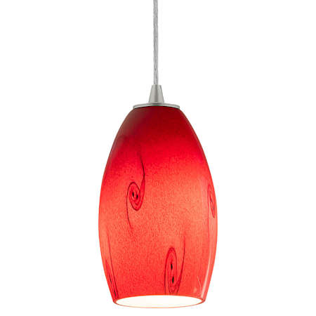 Access Lighting Sydney 3-1/2" Wide Single Light Corded Pendant Brushed Steel / Ruby Sky