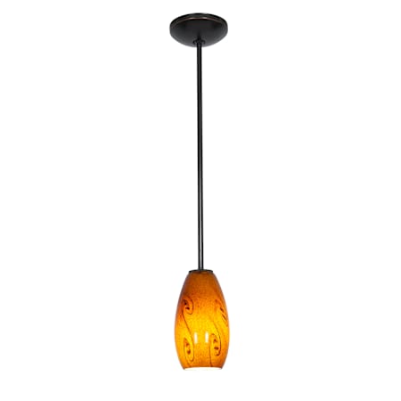 Access Lighting Janine 1 Light Oil Rubbed Bronze Downrod Pendant Oil Rubbed Bronze / Amber Sky
