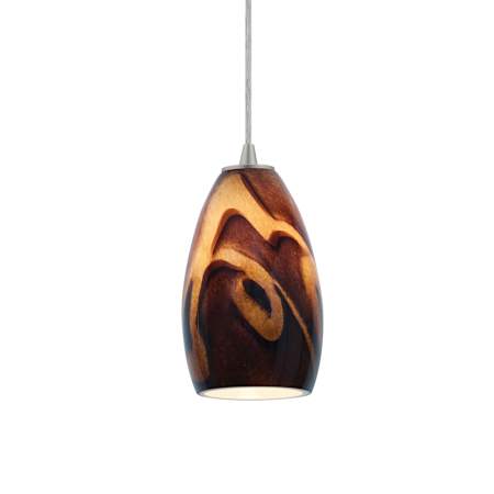 Access Lighting Champagne 1 Light LED Pendant - 5" Wide with Inca Glass Shade Brushed Steel