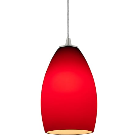 Access Lighting Champagne 1 Light LED Pendant - 5" Wide with Red Glass Shade Brushed Steel