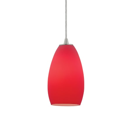 Access Lighting Champagne 1 Light LED Pendant - 5" Wide with Red Glass Shade Brushed Steel