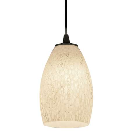Access Lighting Champagne 1 Light LED Pendant - 5" Wide with White Stone Glass Shade Oil Rubbed Bronze