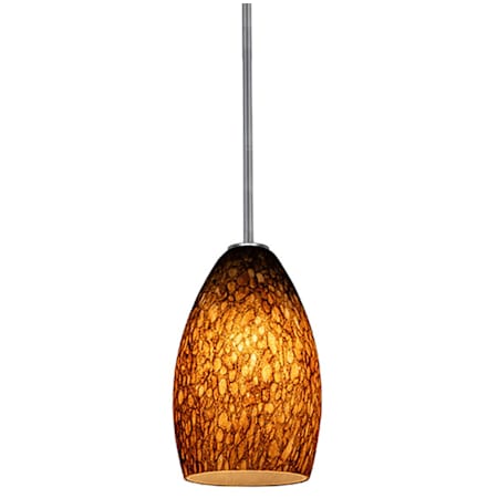 Access Lighting Champagne 1 Light LED Pendant - 5" Wide with Brown Slate Glass Shade Brushed Steel