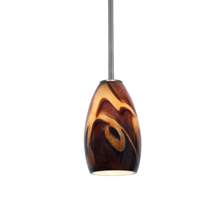 Access Lighting Champagne 1 Light LED Pendant - 5" Wide with Inca Glass Shade Brushed Steel
