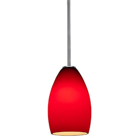 Access Lighting Champagne 1 Light LED Pendant - 5" Wide with Red Glass Shade Brushed Steel