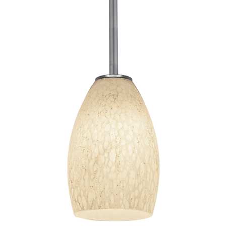 Access Lighting Champagne 1 Light LED Pendant - 5" Wide with White Stone Glass Shade Brushed Steel
