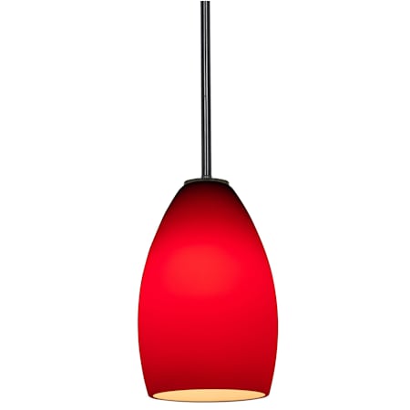 Access Lighting Champagne 1 Light LED Pendant - 5" Wide with Red Glass Shade Oil Rubbed Bronze