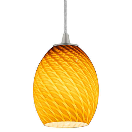 Access Lighting Brandy FireBird 6" Wide Mini Pendant - Cord Hung Brushed Steel / Amber Fire Bird