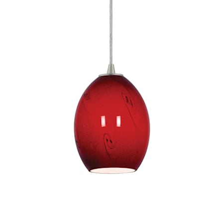 Access Lighting Sydney 1 Light Brushed Steel Corded Pendant Brushed Steel / Ruby Sky
