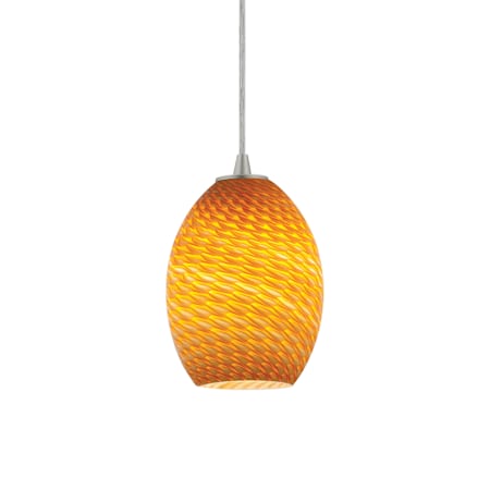 Access Lighting Brandy FireBird 1 Light LED Pendant - 6" Wide with Amber Glass Shade Brushed Steel