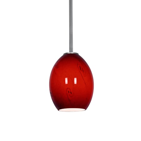 Access Lighting Brandy FireBird 1 Light LED Pendant - 6" Wide with Red Sky Glass Shade Brushed Steel