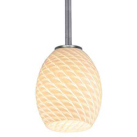 Access Lighting Brandy FireBird 1 Light LED Pendant - 6" Wide with White Glass Shade Brushed Steel