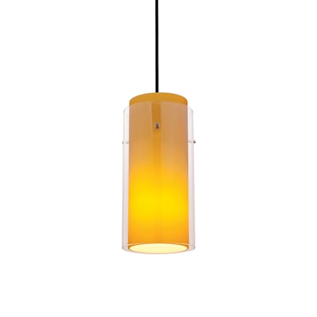 Access Lighting Glass n Glass Cylinder 1 Light LED Pendant - 5" Wide with Clear and Amber Glass Shade Oil Rubbed Bronze