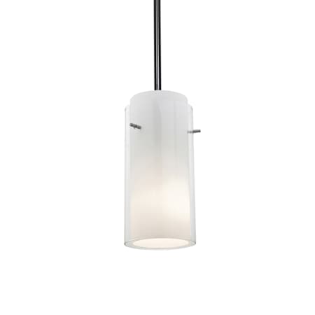 Access Lighting Glass n Glass Cylinder 1 Light LED Pendant - 5" Wide with Clear and Opal Glass Shade Oil Rubbed Bronze