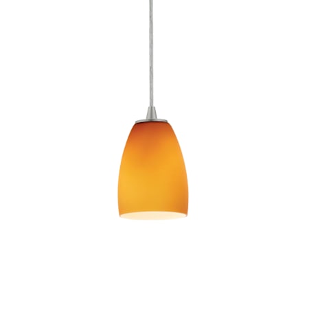 Access Lighting Sherry 1 Light LED Pendant - 5" Wide with Amber Glass Shade Brushed Steel