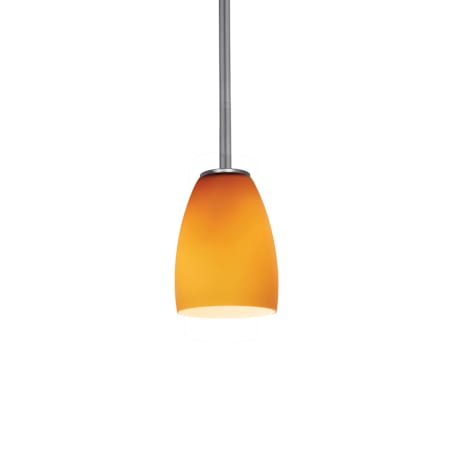 Access Lighting Sherry 1 Light LED Pendant - 5" Wide with Amber Glass Shade Brushed Steel