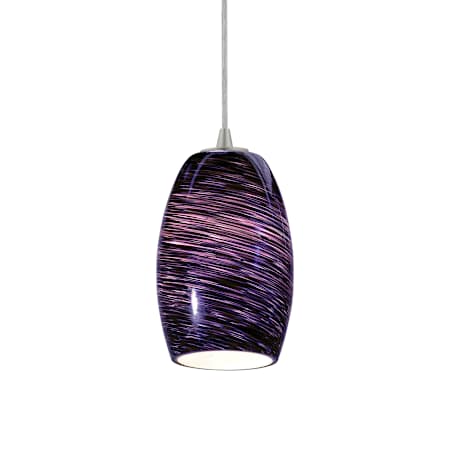 Access Lighting Sydney 1 Light Mini Pendant Brushed Steel / Plum Swirl