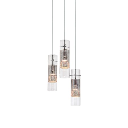 Access Lighting Spartan 3 Light 10" Wide Multi Light Pendant Brushed Steel / Clear / Perforated Metal