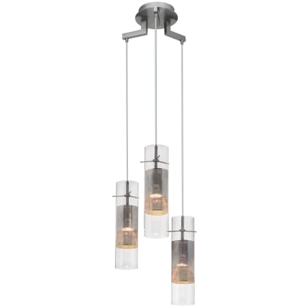 Access Lighting Spartan 3 Light 3" Wide Multi Light Pendant- 3000K Brushed Steel / Clear