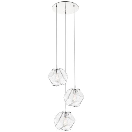 Access Lighting Boulder 3 Light 24" Wide LED Multi Light Pendant- 2200K Mirrored Stainless Steel / Clear