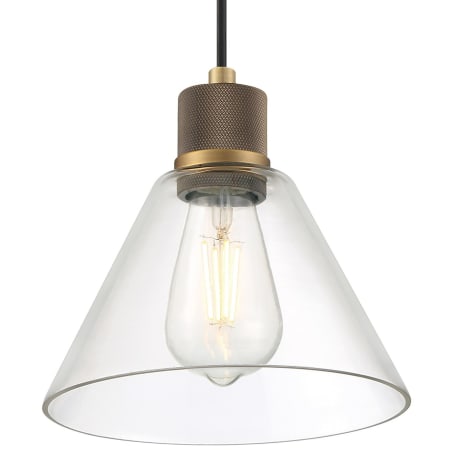 Access Lighting Port Nine 8" Wide LED Mini Pendant with Glass Shade Antique Brushed Brass