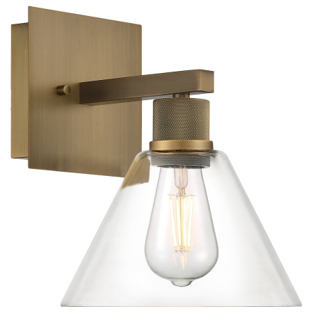 Access Lighting Port Nine 12" Tall LED Wall Sconce with Clear Glass Shade Antique Brushed Brass