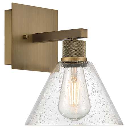Access Lighting Port Nine 12" Tall LED Wall Sconce with Seeded Glass Shade Antique Brushed Brass