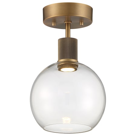 Access Lighting Port Nine 8" Wide LED Semi-Flush Globe Ceiling Fixture Antique Brushed Brass