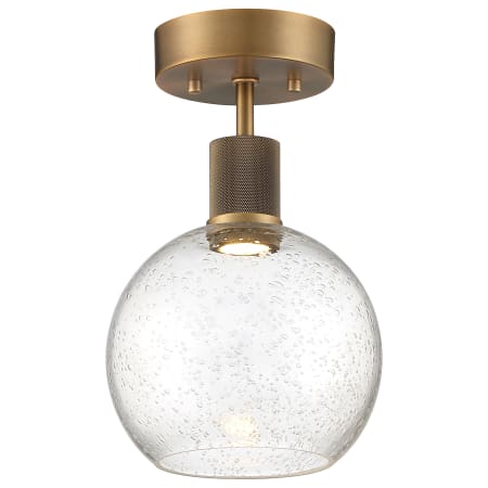 Access Lighting Port Nine 8" Wide LED Semi-Flush Globe Ceiling Fixture Antique Brushed Brass