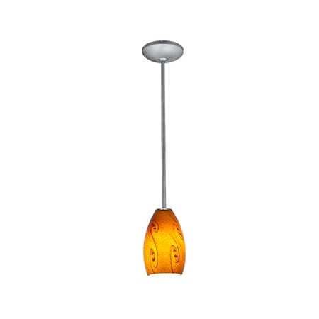 Access Lighting Janine 1 Light Mini Pendant Brushed Steel / Amber Sky