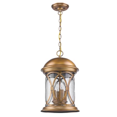 Acclaim Lighting Lincoln 4 Light 11" Wide Outdoor Pendant with Seeded Glass Shade Antique Brass