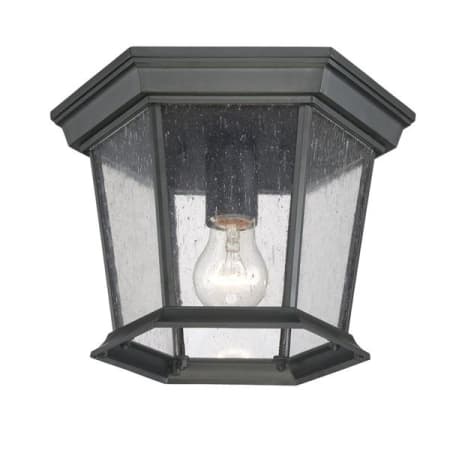 Acclaim Lighting Dover 1 Light Outdoor Flush Mount Ceiling Fixture with Seedy Glass Shade Matte Black