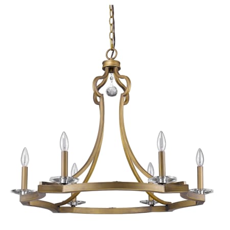 Acclaim Lighting Peyton 6 Light 30" Wide Single Tier Chandelier with Crystal Bobeches Raw Brass