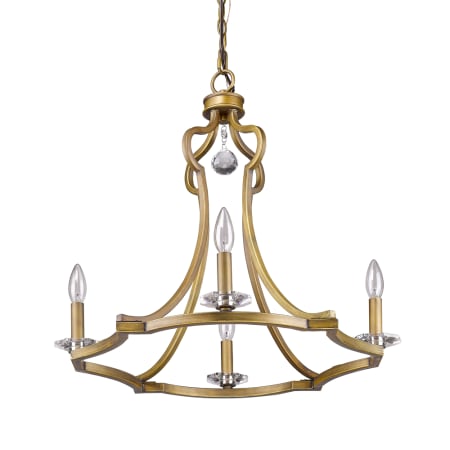 Acclaim Lighting Peyton 4 Light 23" Wide Single Tier Chandelier with Crystal Bobeches Raw Brass