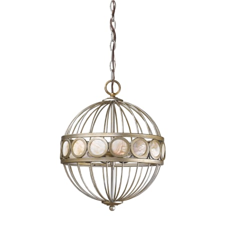 Acclaim Lighting Aria 3 Light 12" Wide Cage Style Pendant with Mother Of Pearl Discs Antique Silver
