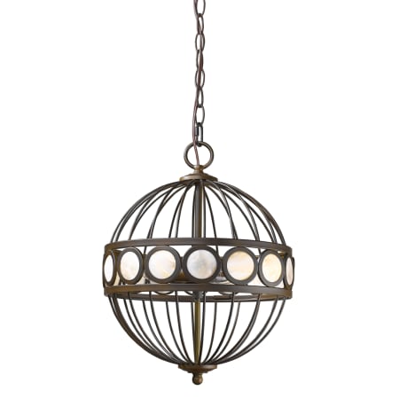 Acclaim Lighting Aria 3 Light 12" Wide Cage Style Pendant with Mother Of Pearl Discs Oil Rubbed Bronze