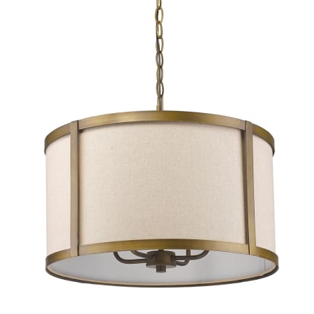 Acclaim Lighting Jessica 4 Light 19" Wide Pendant with Vintage White Fabric Shade Raw Brass