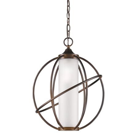 Acclaim Lighting Loft Single Light 15" Wide Cage Style Pendant with White Glass Shade Oil Rubbed Bronze