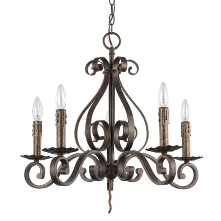 Acclaim Lighting Lydia 5 Light 24" Wide Taper Candle Chandelier with Melted Wax Look Tapers Russet