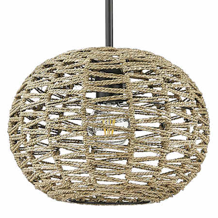 Acclaim Lighting Berkshire 15" Wide Pendant with Natural Seagrass Shade Black Metal / Natural Seagrass