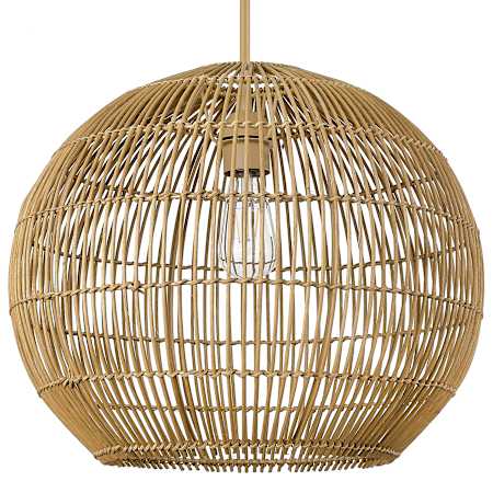 Acclaim Lighting Berkshire 19" Wide Pendant with Natural Rattan Shade Tan Metal / Camel Rattan