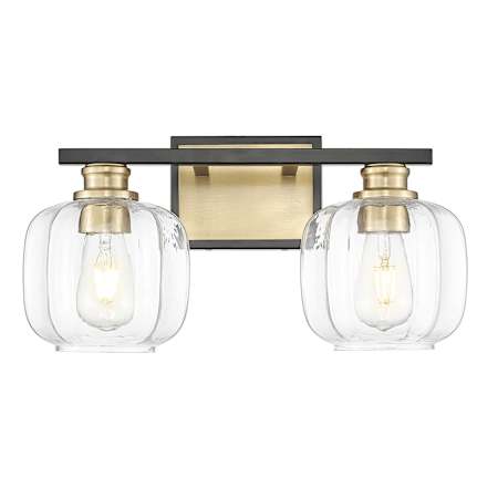 Acclaim Lighting Oxley 2 Light 18" Wide Vanity Light with Clear Glass Shades Matte Black / Brass