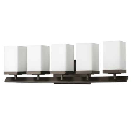 Acclaim Lighting Burgundy 5 Light 27" Wide Bathroom Vanity Light with Hand Blown Opal Etched Glass Shades Oil Rubbed Bronze