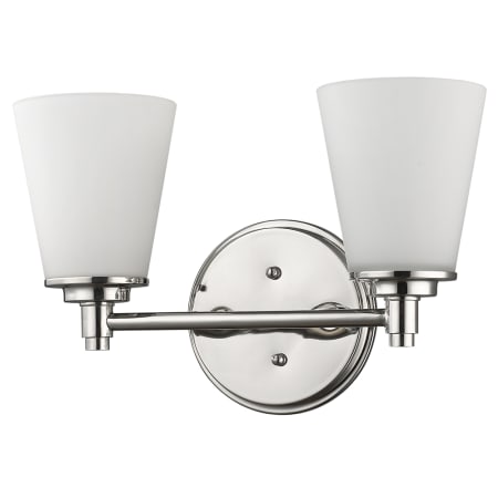 Acclaim Lighting Conti 2 Light 15" Wide Bathroom Vanity Light with Hand Blown White Glass Shades Polished Nickel