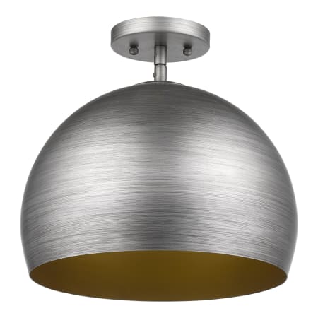Acclaim Lighting Latitude 14" Wide Convertible Semi-Flush Ceiling Fixture / Converts to Pendant Hand Painted Weathered Pewter / Gold