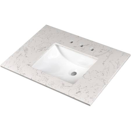 Ackland LustreLine 37 in. x 22 in. Integrated Single Sink Vanity Top Polished Engineered Marble Carrara White
